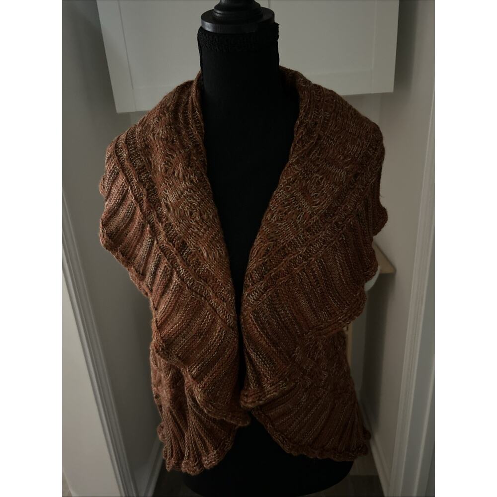 Reference Point Open Front Fall Ruffle Shawl Sz M - Picture 6 of 8